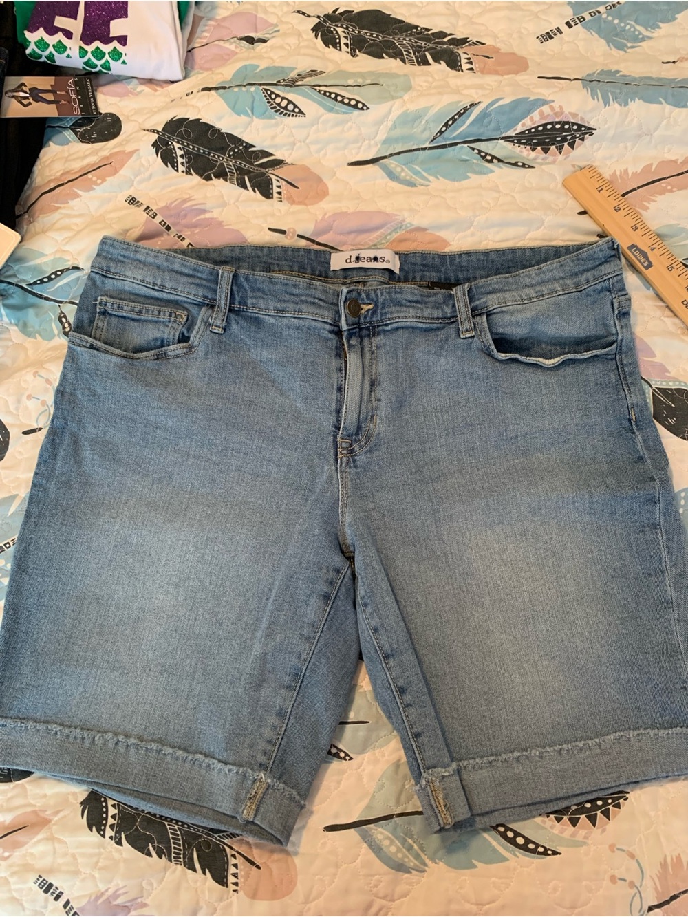 d. jeans Light Blue Rolled Cuff Denim Bermuda Shorts